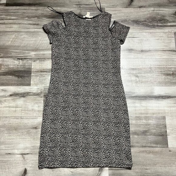 MICHAEL Michael Kors Short Sleeve Cold Shoulder Mini Dress Leopard Size XS - Picture 3 of 7